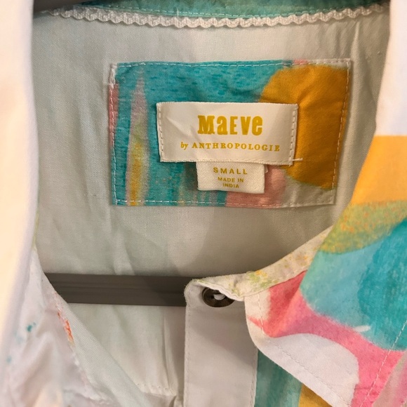 Anthropologie Maeve The Lillian Cap-Sleeve Button-Front Midi Dress- Size Small - Picture 4 of 6